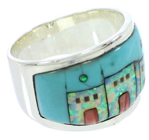 Silver Multicolor Native American Design Ring Size 5-3/4 YS73120